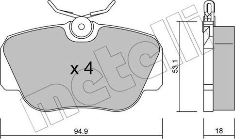 Metelli 22-0041-0 - Kit de plaquettes de frein, frein à disque cwaw.fr