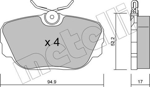 Metelli 22-0042-0 - Kit de plaquettes de frein, frein à disque cwaw.fr