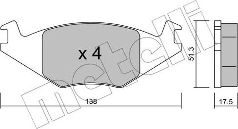 Metelli 22-0047-0 - Kit de plaquettes de frein, frein à disque cwaw.fr