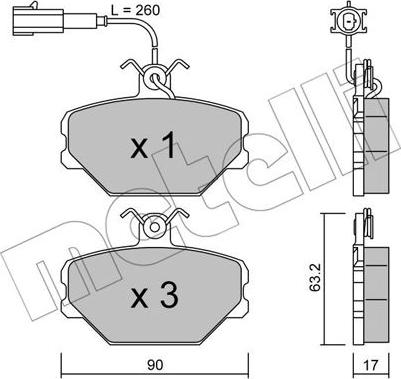 Metelli 22-0059-0 - Kit de plaquettes de frein, frein à disque cwaw.fr