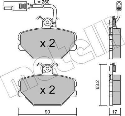 Metelli 22-0059-1 - Kit de plaquettes de frein, frein à disque cwaw.fr