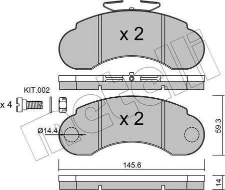 Metelli 22-0055-1 - Kit de plaquettes de frein, frein à disque cwaw.fr