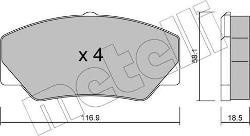 Metelli 22-0056-0 - Kit de plaquettes de frein, frein à disque cwaw.fr