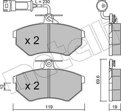 Metelli 22-0050-3 - Kit de plaquettes de frein, frein à disque cwaw.fr