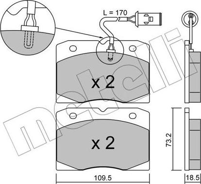 Metelli 22-0051-2 - Kit de plaquettes de frein, frein à disque cwaw.fr