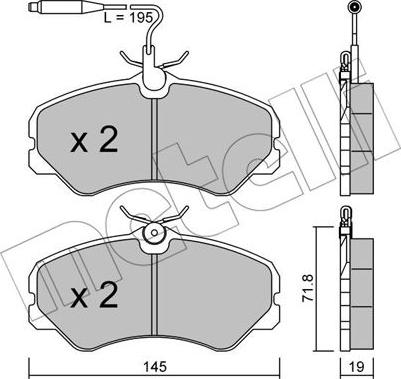 Metelli 22-0058-1 - Kit de plaquettes de frein, frein à disque cwaw.fr