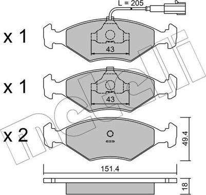 Metelli 22-0057-4 - Kit de plaquettes de frein, frein à disque cwaw.fr