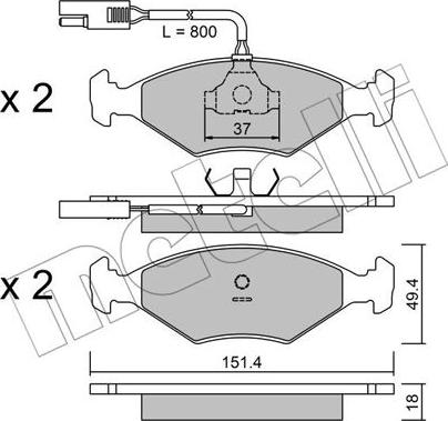 Metelli 22-0057-0 - Kit de plaquettes de frein, frein à disque cwaw.fr