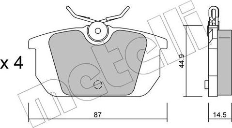 Metelli 22-0064-0 - Kit de plaquettes de frein, frein à disque cwaw.fr