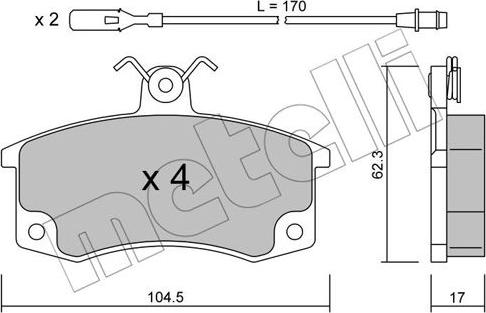 Metelli 22-0062-1 - Kit de plaquettes de frein, frein à disque cwaw.fr