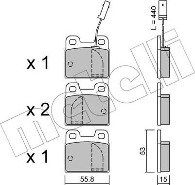 Metelli 22-0009-2 - Kit de plaquettes de frein, frein à disque cwaw.fr