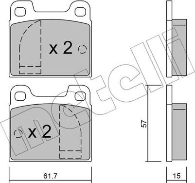 Metelli 22-0008-0 - Kit de plaquettes de frein, frein à disque cwaw.fr