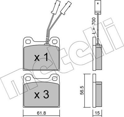 Metelli 22-0003-1 - Kit de plaquettes de frein, frein à disque cwaw.fr