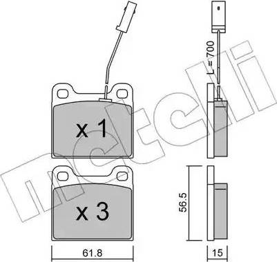 Metelli 22-0003-3 - Kit de plaquettes de frein, frein à disque cwaw.fr