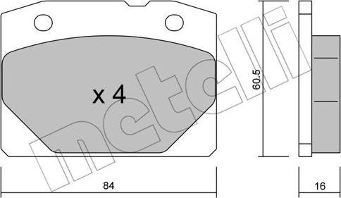 Metelli 22-0007-0 - Kit de plaquettes de frein, frein à disque cwaw.fr