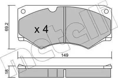 Metelli 22-0014-4 - Kit de plaquettes de frein, frein à disque cwaw.fr