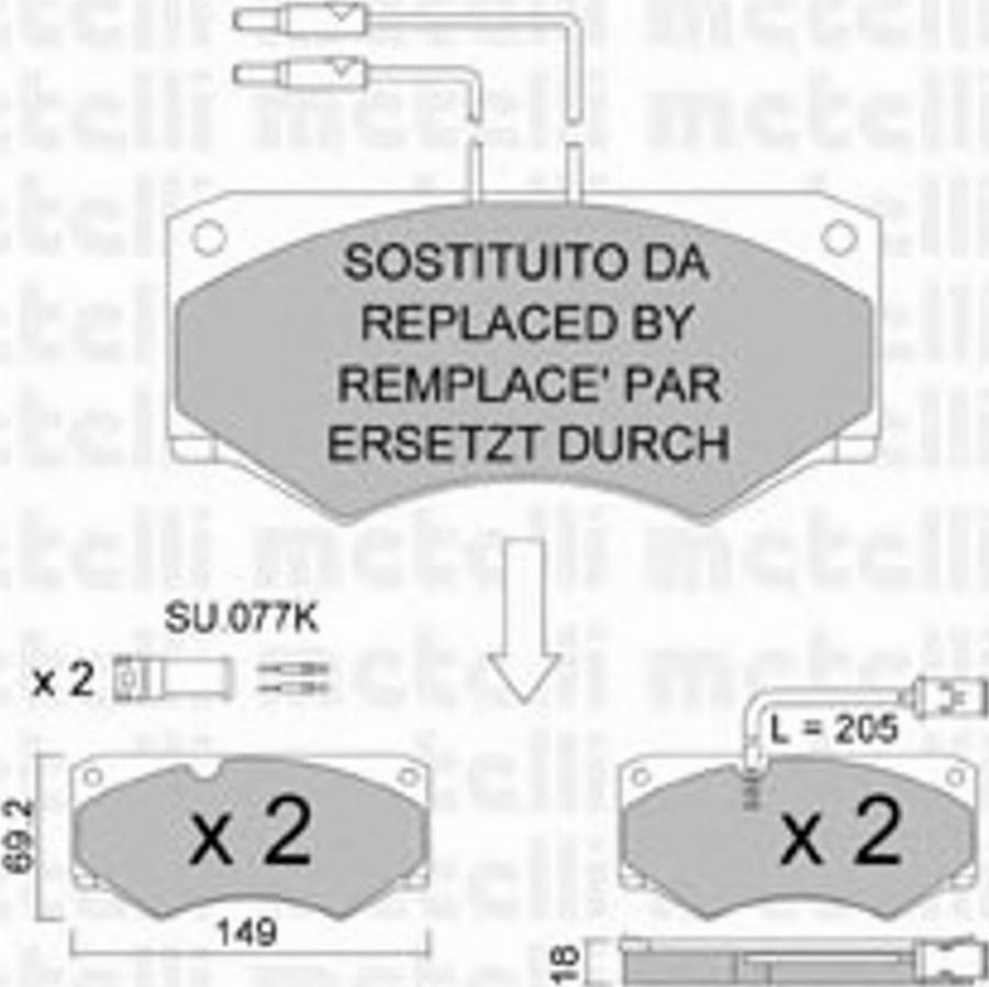 Metelli 2200145 - Kit de plaquettes de frein, frein à disque cwaw.fr