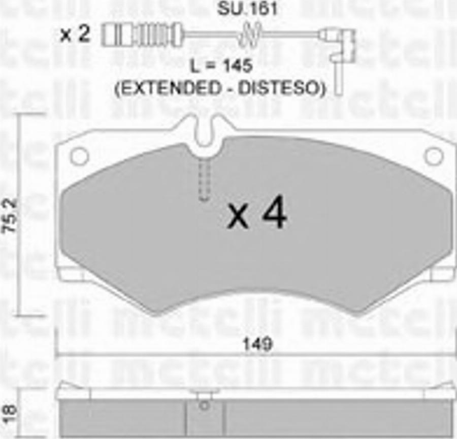 Metelli 2200148K - Kit de plaquettes de frein, frein à disque cwaw.fr