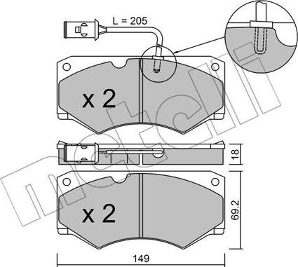 Metelli 22-0014-3 - Kit de plaquettes de frein, frein à disque cwaw.fr