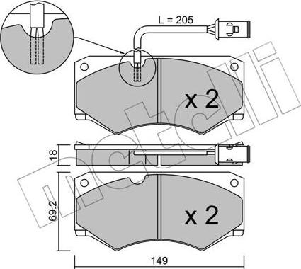 Metelli 22-0014-2 - Kit de plaquettes de frein, frein à disque cwaw.fr