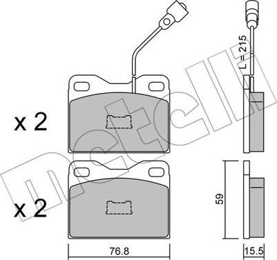 Metelli 22-0015-4 - Kit de plaquettes de frein, frein à disque cwaw.fr