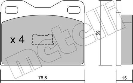 Metelli 22-0015-0 - Kit de plaquettes de frein, frein à disque cwaw.fr