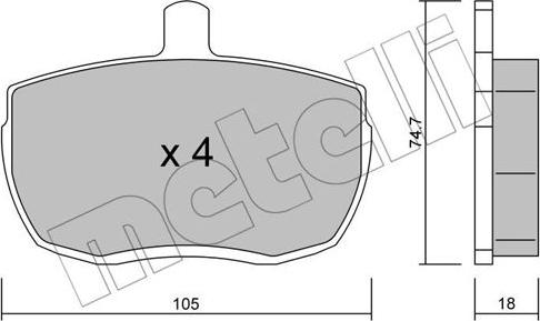 Metelli 22-0016-0 - Kit de plaquettes de frein, frein à disque cwaw.fr