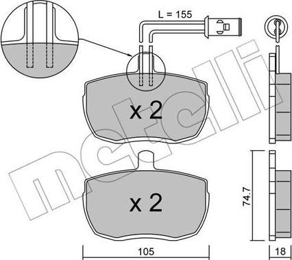 Metelli 22-0016-1 - Kit de plaquettes de frein, frein à disque cwaw.fr