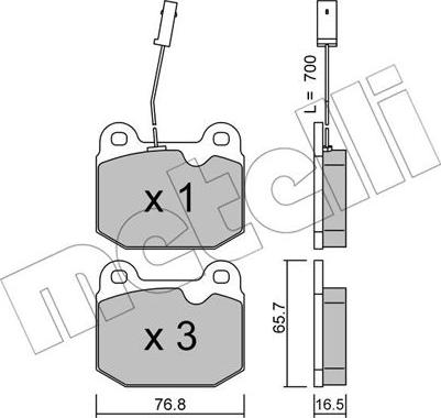 Metelli 22-0013-2 - Kit de plaquettes de frein, frein à disque cwaw.fr