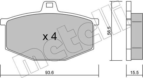 Metelli 22-0012-0 - Kit de plaquettes de frein, frein à disque cwaw.fr