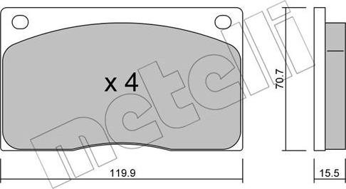 Metelli 22-0089-0 - Kit de plaquettes de frein, frein à disque cwaw.fr