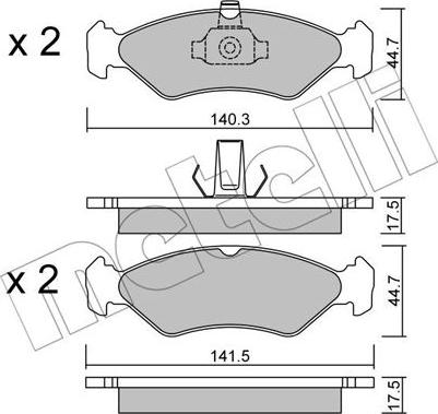 Metelli 22-0088-0 - Kit de plaquettes de frein, frein à disque cwaw.fr