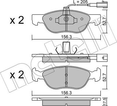 Metelli 22-0082-1 - Kit de plaquettes de frein, frein à disque cwaw.fr