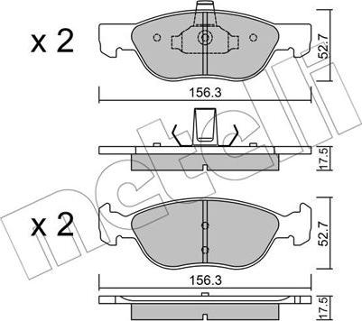 Metelli 22-0082-2 - Kit de plaquettes de frein, frein à disque cwaw.fr