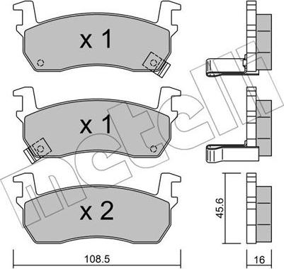 Metelli 22-0034-1 - Kit de plaquettes de frein, frein à disque cwaw.fr