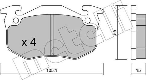 Metelli 22-0036-5 - Kit de plaquettes de frein, frein à disque cwaw.fr