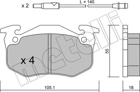 Metelli 22-0036-1 - Kit de plaquettes de frein, frein à disque cwaw.fr