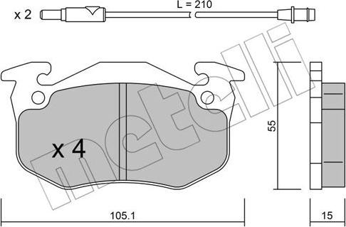 Metelli 22-0036-2 - Kit de plaquettes de frein, frein à disque cwaw.fr