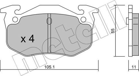 Metelli 22-0038-2 - Kit de plaquettes de frein, frein à disque cwaw.fr