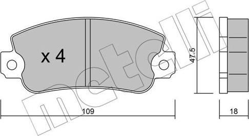 Metelli 22-0033-0 - Kit de plaquettes de frein, frein à disque cwaw.fr