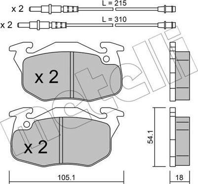 Metelli 22-0037-4 - Kit de plaquettes de frein, frein à disque cwaw.fr