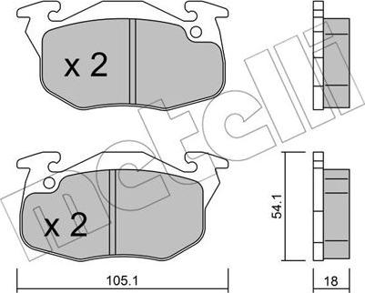 Metelli 22-0037-5 - Kit de plaquettes de frein, frein à disque cwaw.fr