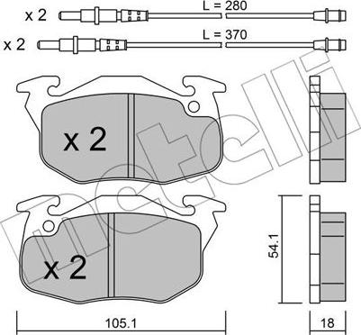 Metelli 22-0037-1 - Kit de plaquettes de frein, frein à disque cwaw.fr