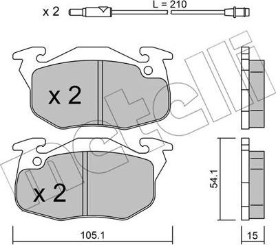 Metelli 22-0037-3 - Kit de plaquettes de frein, frein à disque cwaw.fr