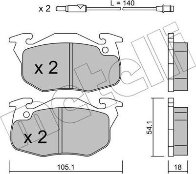 Metelli 22-0037-2 - Kit de plaquettes de frein, frein à disque cwaw.fr