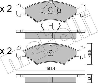 Metelli 22-0029-0 - Kit de plaquettes de frein, frein à disque cwaw.fr