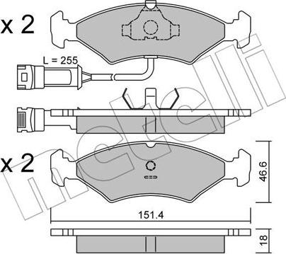 Metelli 22-0029-1 - Kit de plaquettes de frein, frein à disque cwaw.fr