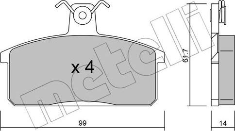 Metelli 22-0026-4 - Kit de plaquettes de frein, frein à disque cwaw.fr