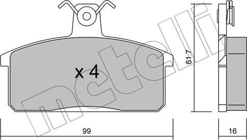 Metelli 22-0026-0 - Kit de plaquettes de frein, frein à disque cwaw.fr