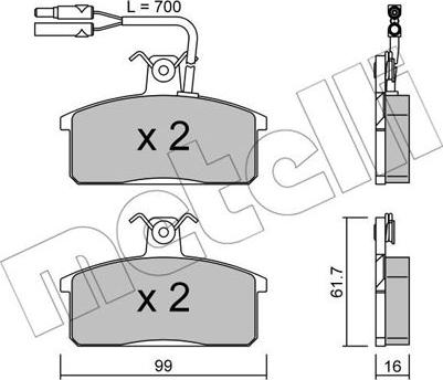 Metelli 22-0026-1 - Kit de plaquettes de frein, frein à disque cwaw.fr